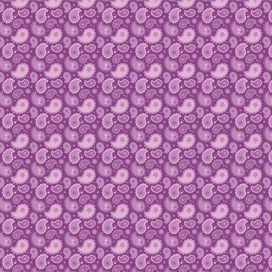 Calico Cowgirls, Paisley & Poppies Purple - PER 1/4 YARD