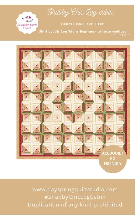 Shabby Chic Log Cabin Quilt - Printed Pattern