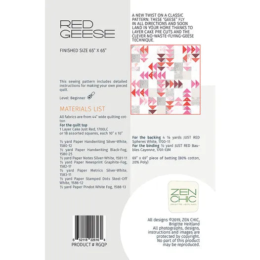 Red Geese Quilt Pattern