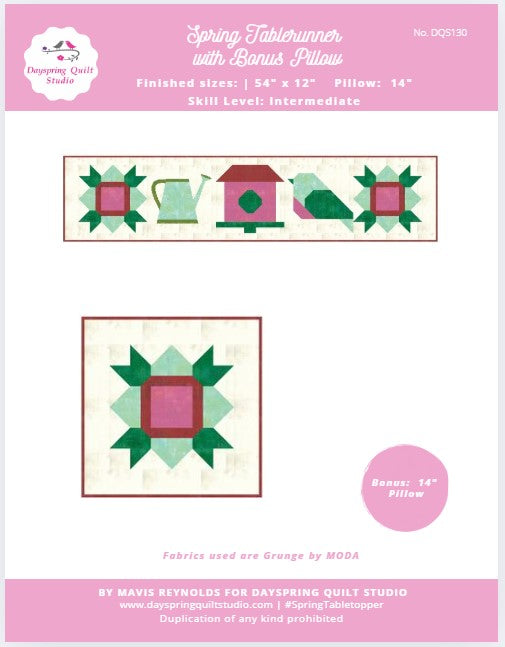 Spring Tablerunner and Bonus Pillow Pattern