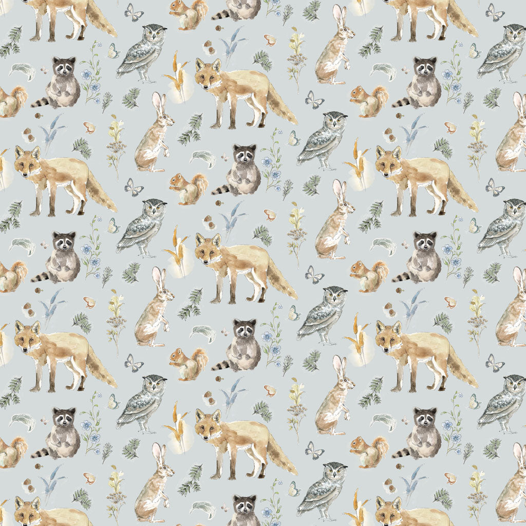 Wildwood - Animals, Light Blue - PER 1/4 YARD