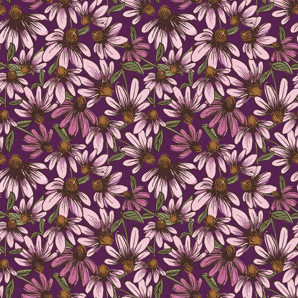 Coneflower Corral - Echinacea, Dark Eggplant - PER 1/4 YARD
