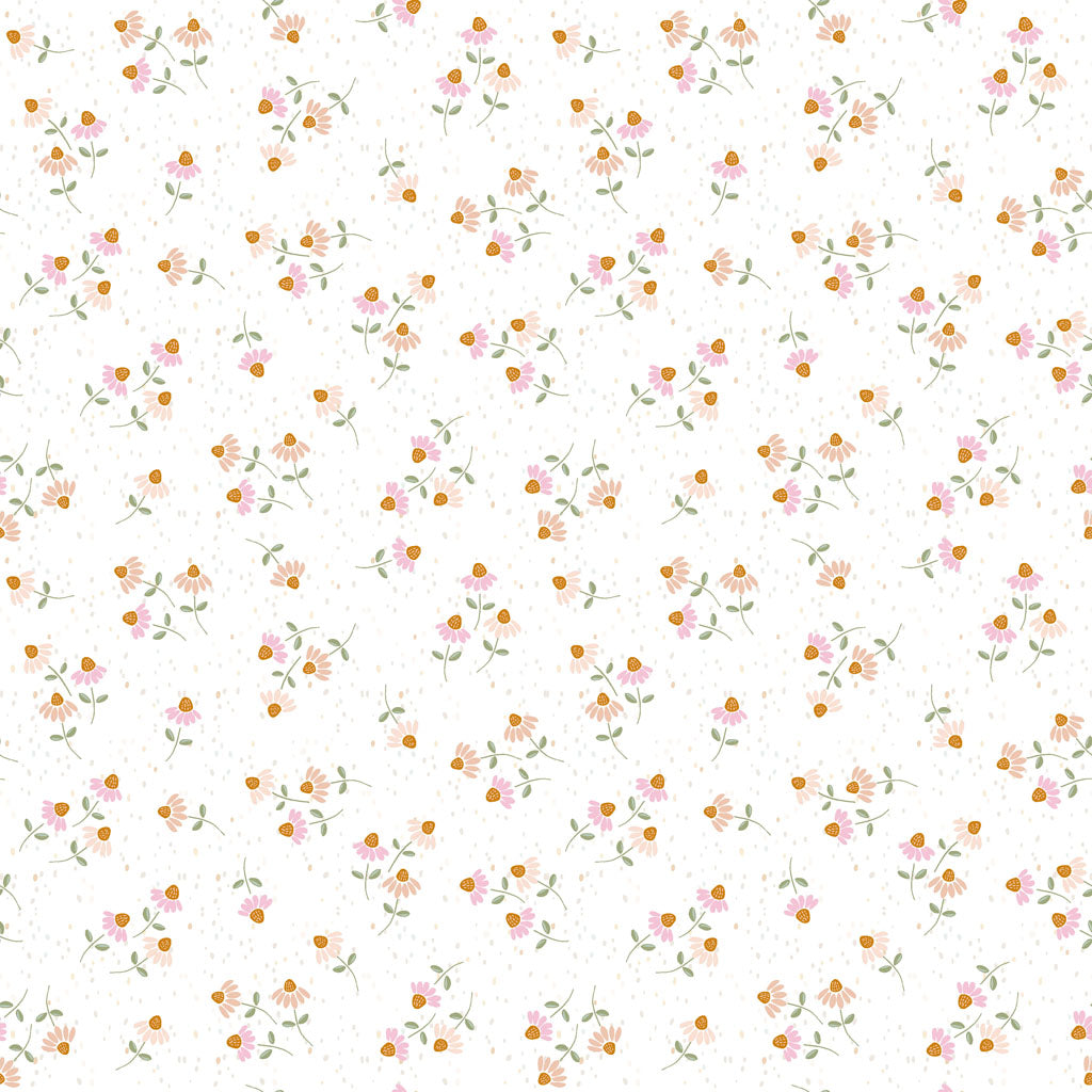 Coneflower Corral - Ditsy Floral, White - PER 1/4 YARD