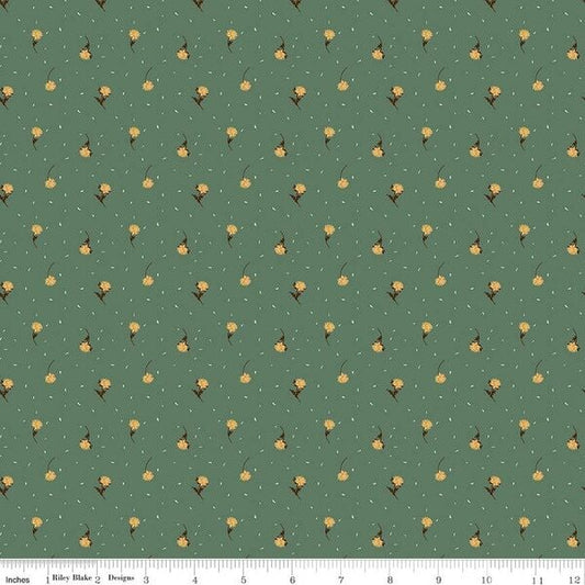 The Awe of Autumn, Flower Toss Pine - PER 1/4 YARD