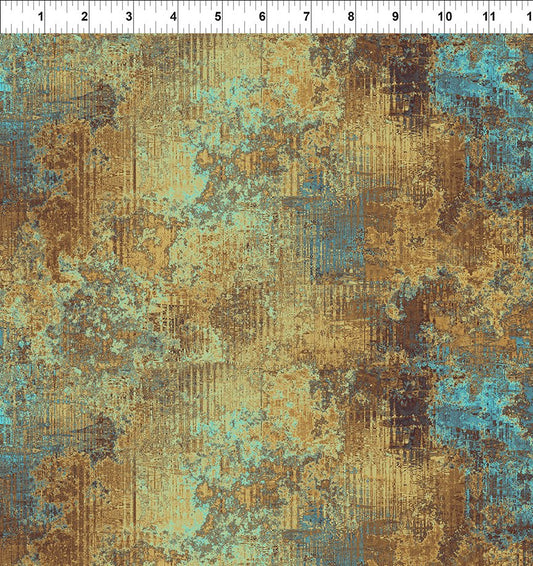 Steampunk Menagerie - Gold Corrosion - PER 1/4 YARD