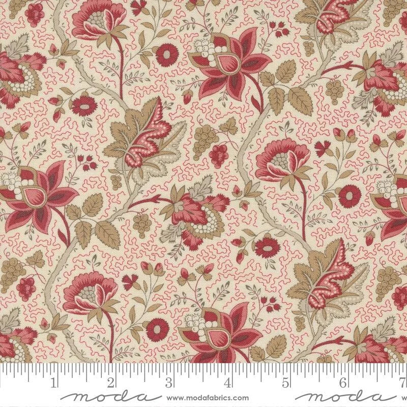 Chateau De Chantilly - La Fayette Florals Jacobean, Pearl - PER 1/4 YARD