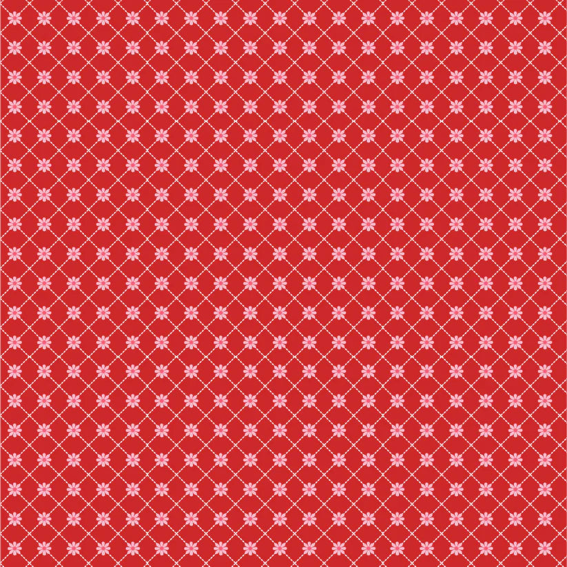 Smitten Chicken - Lazy Daisy, Red - PER 1/4 YARD