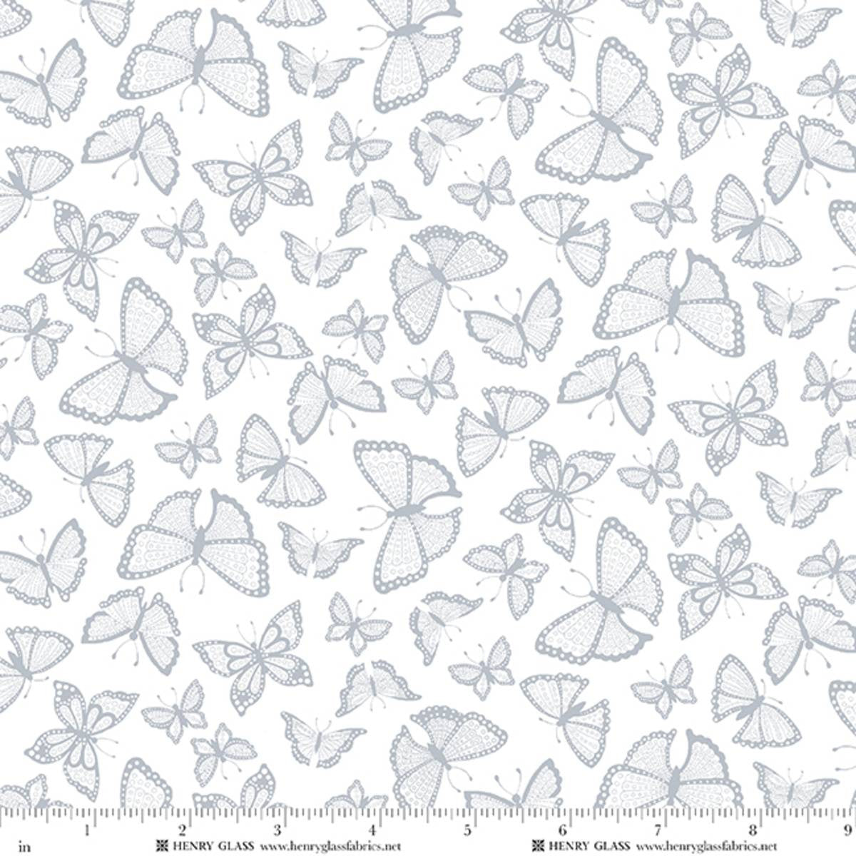 Best of Quilter's Flour - Butterflies, White on White - PER 1/4 YARD