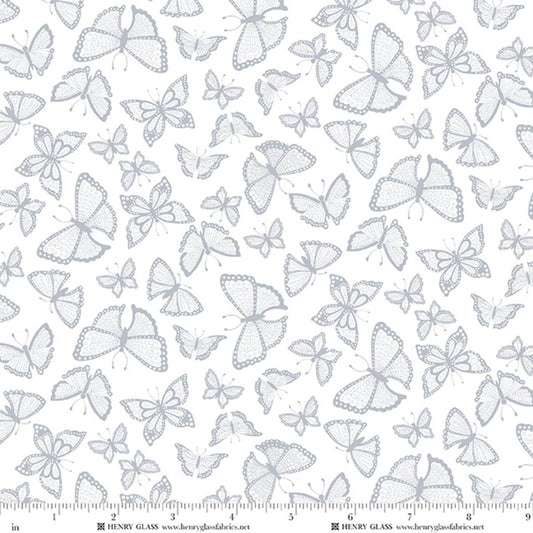 Best of Quilter's Flour - Butterflies, White on White - PER 1/4 YARD