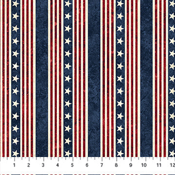 Stars and Stripes 13 - Stonehenge Stripes & Stars - PER 1/4 YARD
