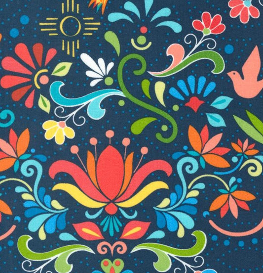 Land of Enchantment - Talavera Florals, Superior Blue - PER 1/4 YARD