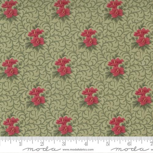 Poinsettia Plaza - Bouquets Small Floral, Sage - PER 1/4 YARD