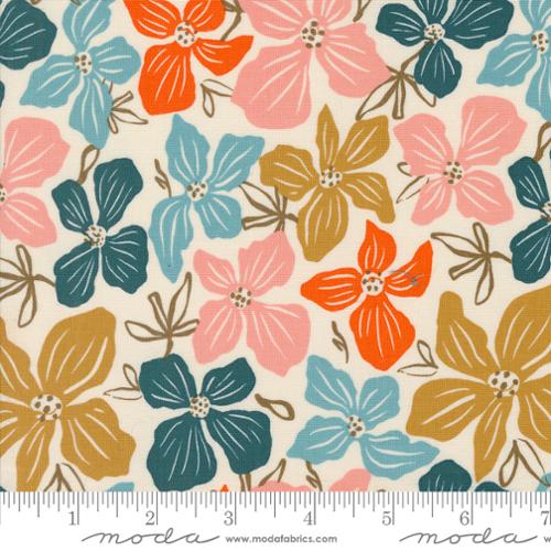Things Above, Block Florals, Eggshell - PER 1/4 YARD