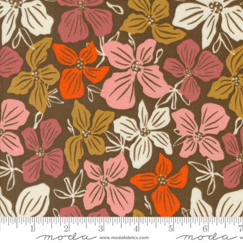Things Above, Block Florals, Cocoa - PER 1/4 YARD