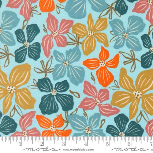 Things Above, Block Florals, Waterfall - PER 1/4 YARD