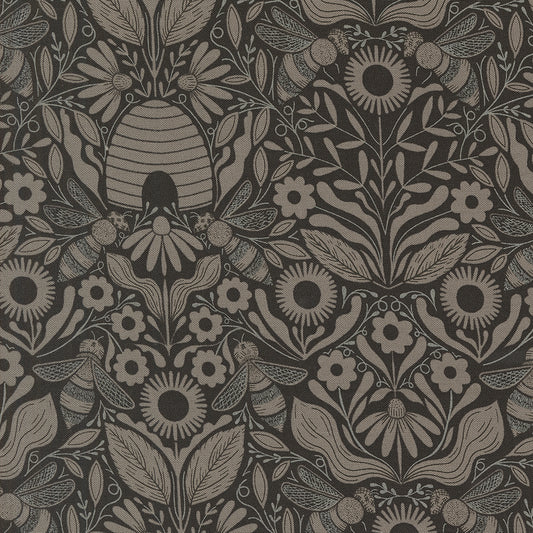 Bee Garden - Beehive Melody, Black - PER 1/4 YARD