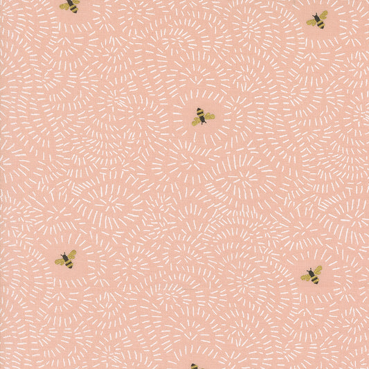 Bee Garden - Twists & Turns Metallic, Rose - PER 1/4 YARD