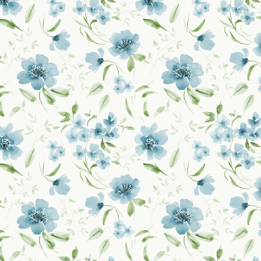 Peace & Wildflowers - Sway in the Wind, Blue - PER 1/4 YARD