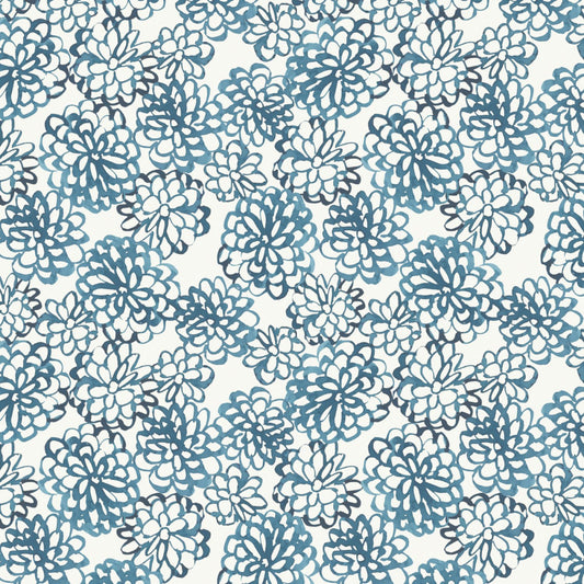 Peace & Wildflowers - Floral Ripples, Blue - PER 1/4 YARD