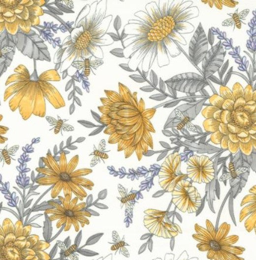 Honey Lavender - Milk Floral - PER 1/4 YARD