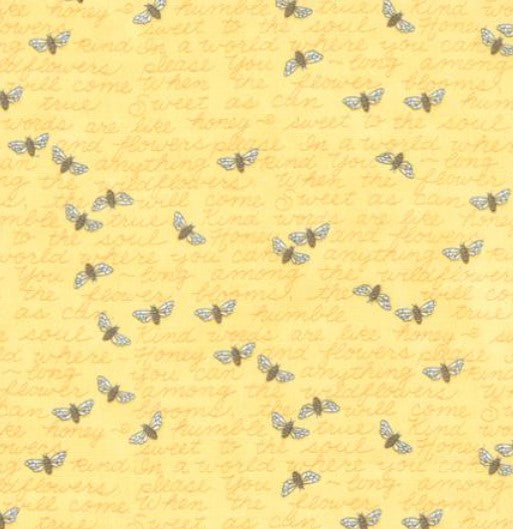 Honey Lavender - Honey Kind Words Text & Bees - PER 1/4 YARD