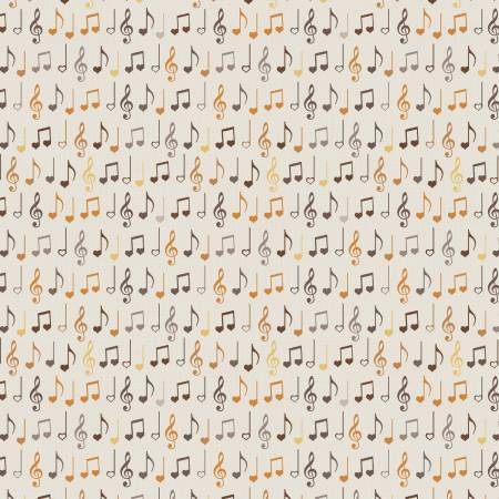 Song Bird - Musical Notes, Cream - PER 1/4 YARD