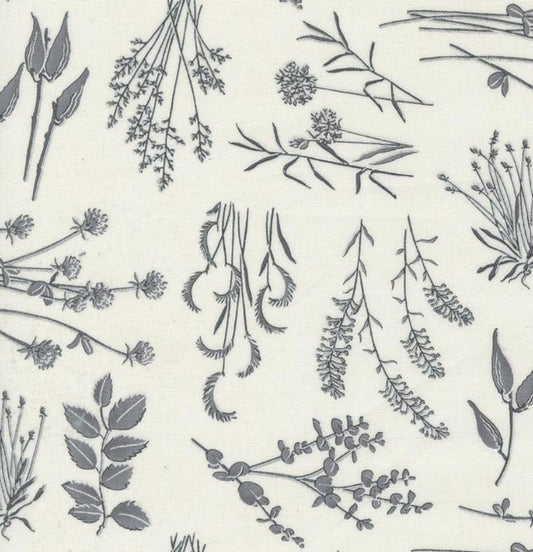 Silhouettes - Cream Wild Things Landscape Nature - PER 1/4 YARD