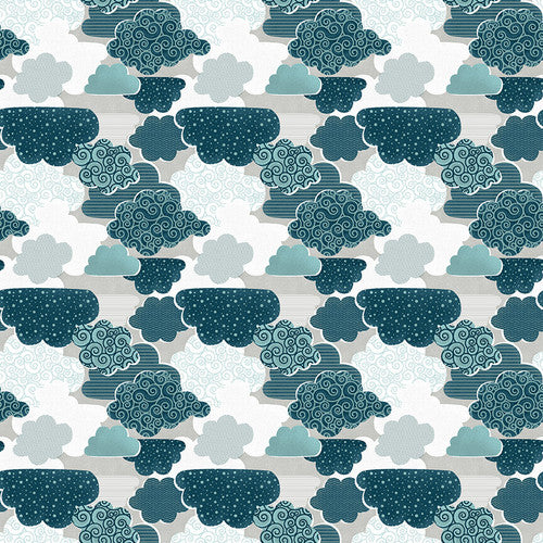 Our Greatest Gift - Clouds, Teal - PER 1/4 YARD
