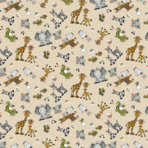 Our Greatest Gift - Tossed Characters, Tan - PER 1/4 YARD