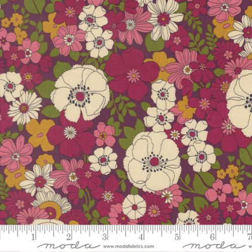 Chelsea Garden - Flower Show Florals, Plum - PER 1/4 YARD
