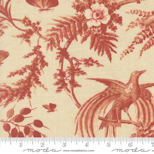 Le Jardin Rouge - Margueritte Florals Bird Toile, Pearl - PER 1/4 YARD