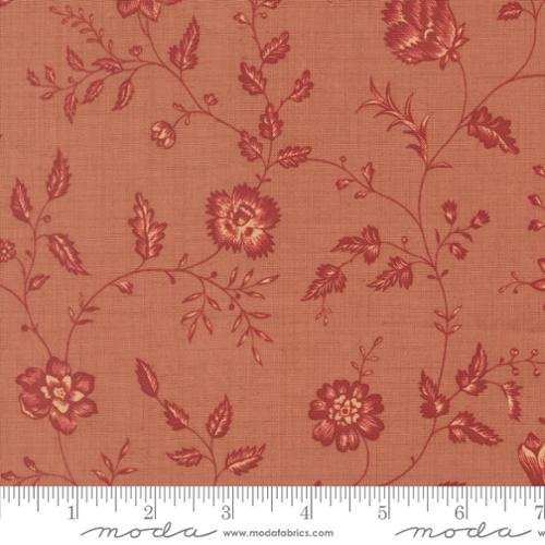 Le Jardin Rouge - Dauphin Florals Toile, Clay - PER 1/4 YARD