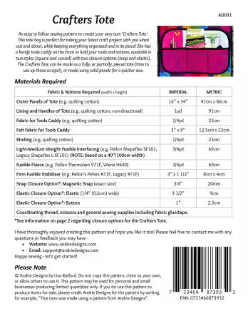 Crafters Tote Pattern
