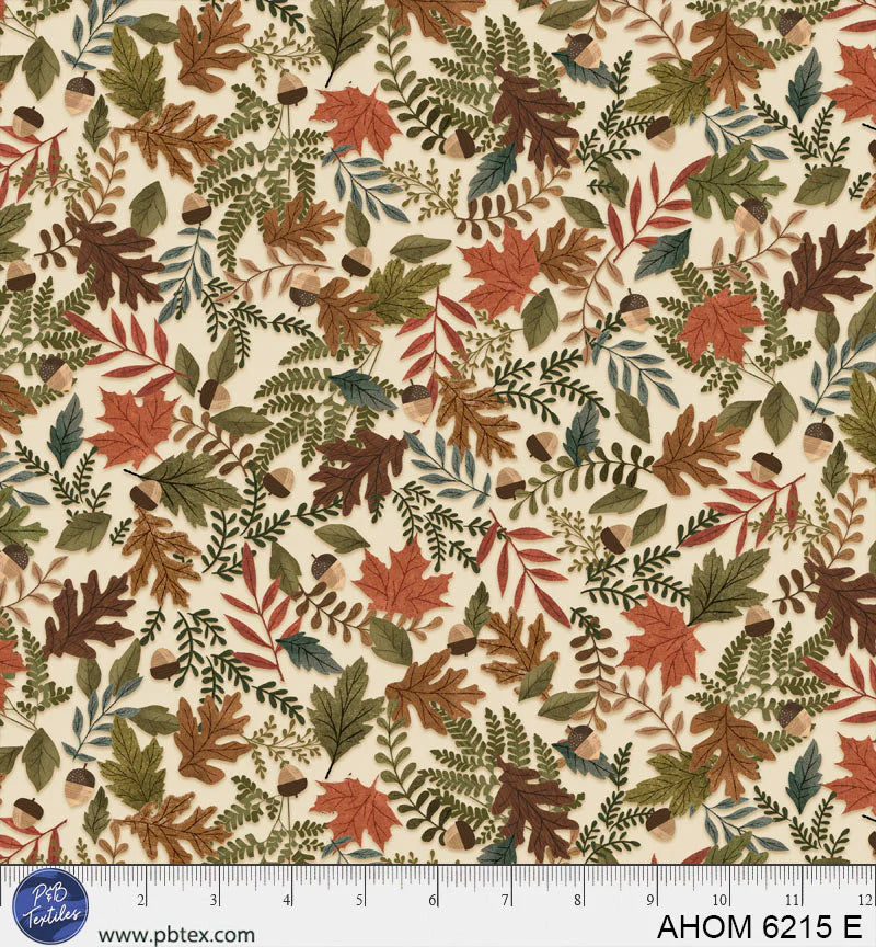 Autumn Homestead - Fall Foliage, Ecru - PER 1/4 YARD