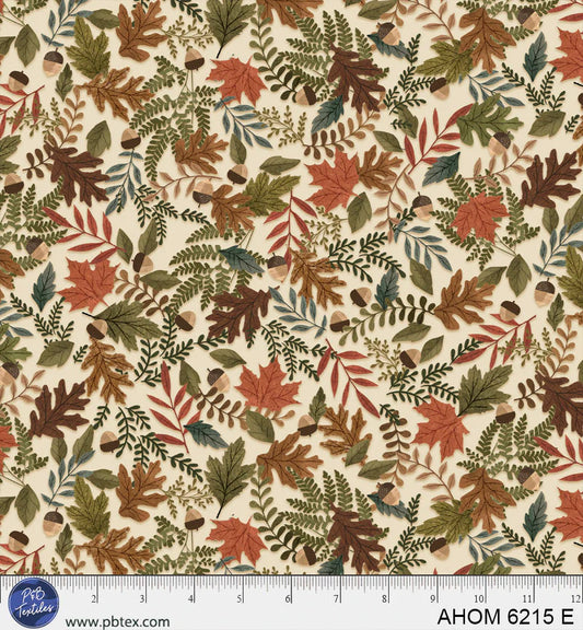 Autumn Homestead - Fall Foliage, Ecru - PER 1/4 YARD