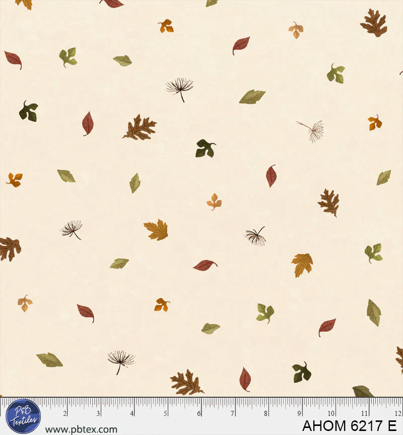 Autumn Homestead - Falling Leaves, Ecru - PER 1/4 YARD