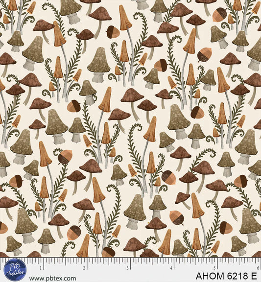Autumn Homestead - Mini Mushrooms, Ecru - PER 1/4 YARD