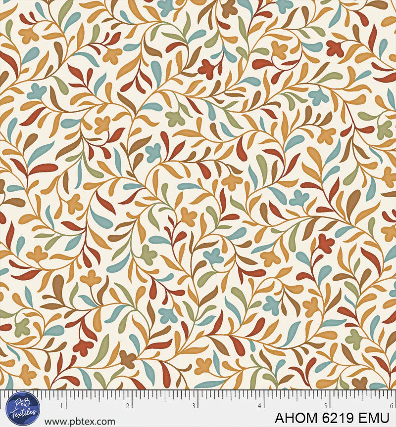 Autumn Homestead - Allover Vines, Multi/Ecru - PER 1/4 YARD