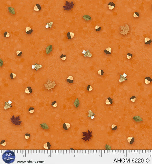 Autumn Homestead - Fall Ditzy, Orange - PER 1/4 YARD