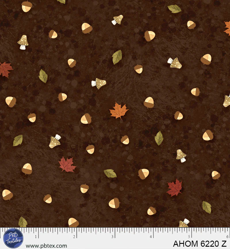 Autumn Homestead - Fall Ditzy, Brown - PER 1/4 YARD