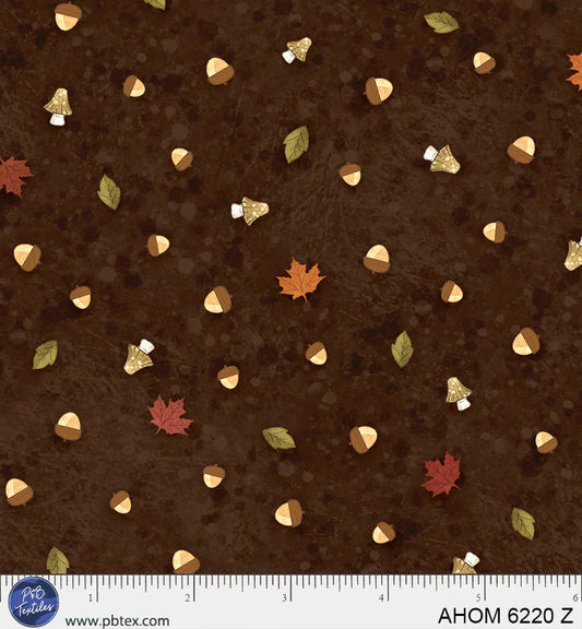 Autumn Homestead - Fall Ditzy, Brown - PER 1/4 YARD