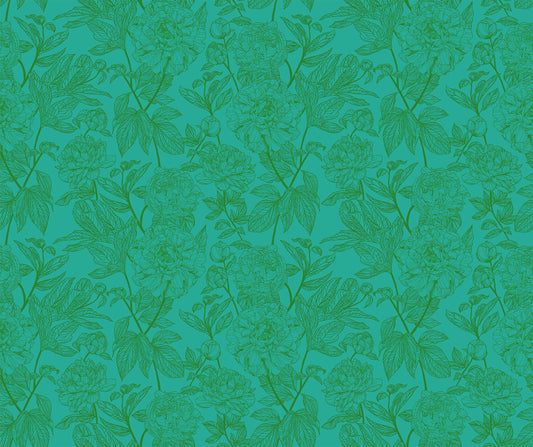 Indelible - Peony, Jade - PER 1/4 YARD