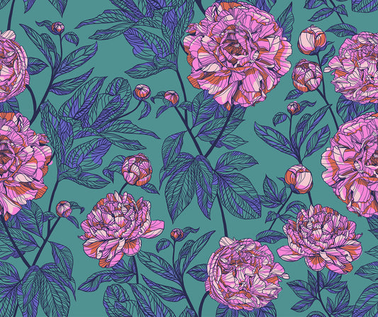 Indelible - Peony, Jade - Wide Back 108" -
