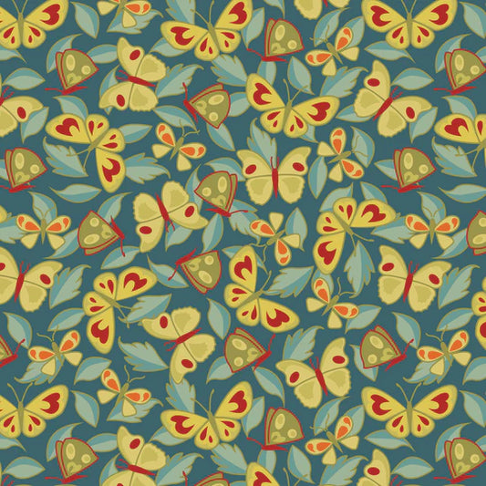 Back & Forth - Butterflies, Deep Blue - PER 1/4 YARD