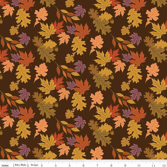 The Awe of Autumn, Leaves Brown - PER 1/4 YARD
