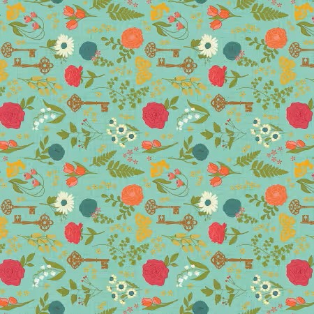 First Blooms - Pressed Flowers, Glacier - PER 1/4 YARD