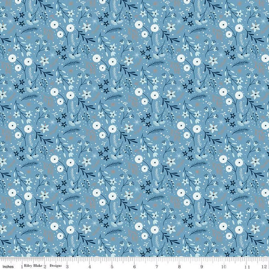 Winter Magic - Floral, Blue - PER 1/4 YARD