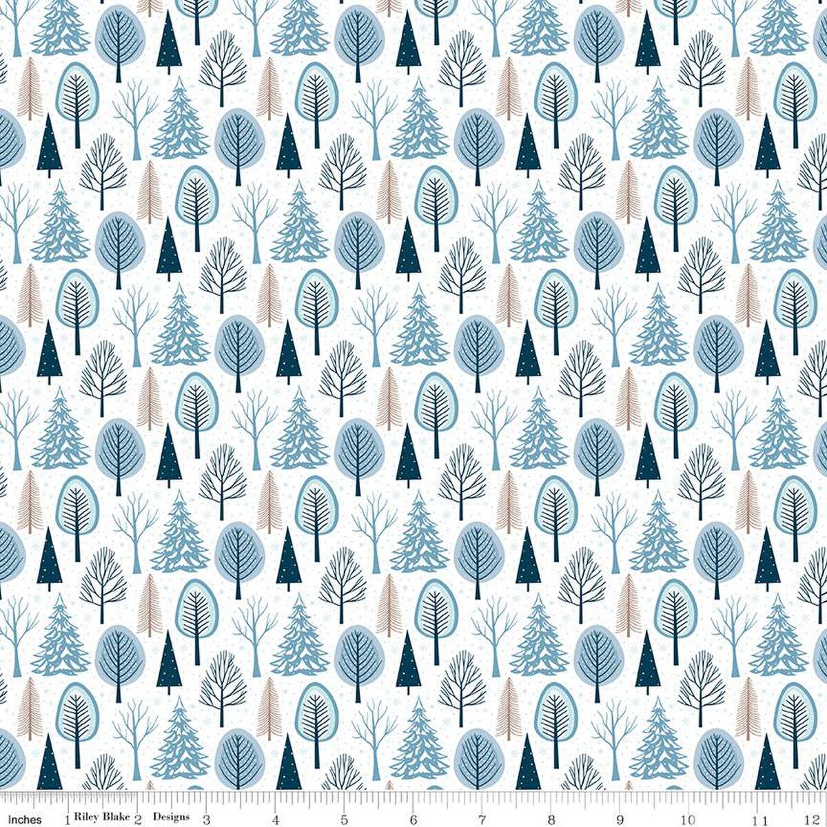 Winter Magic - Trees, White - PER 1/4 YARD