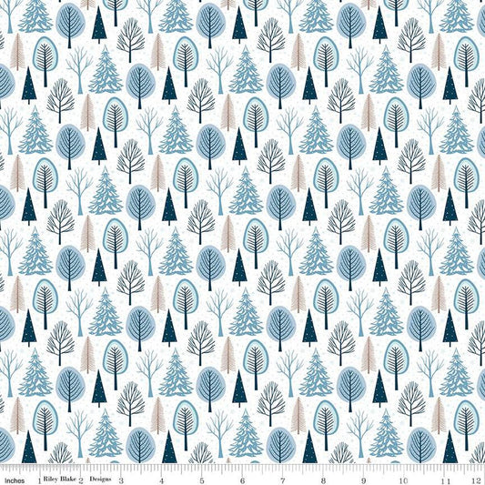 Winter Magic - Trees, White - PER 1/4 YARD