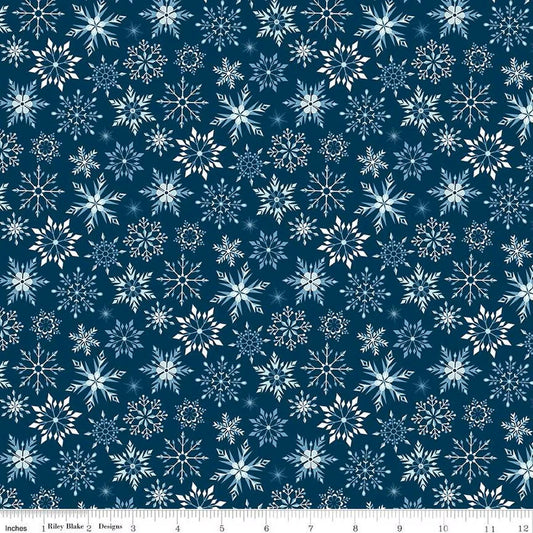 Winter Magic - Snowflakes, Navy - PER 1/4 YARD